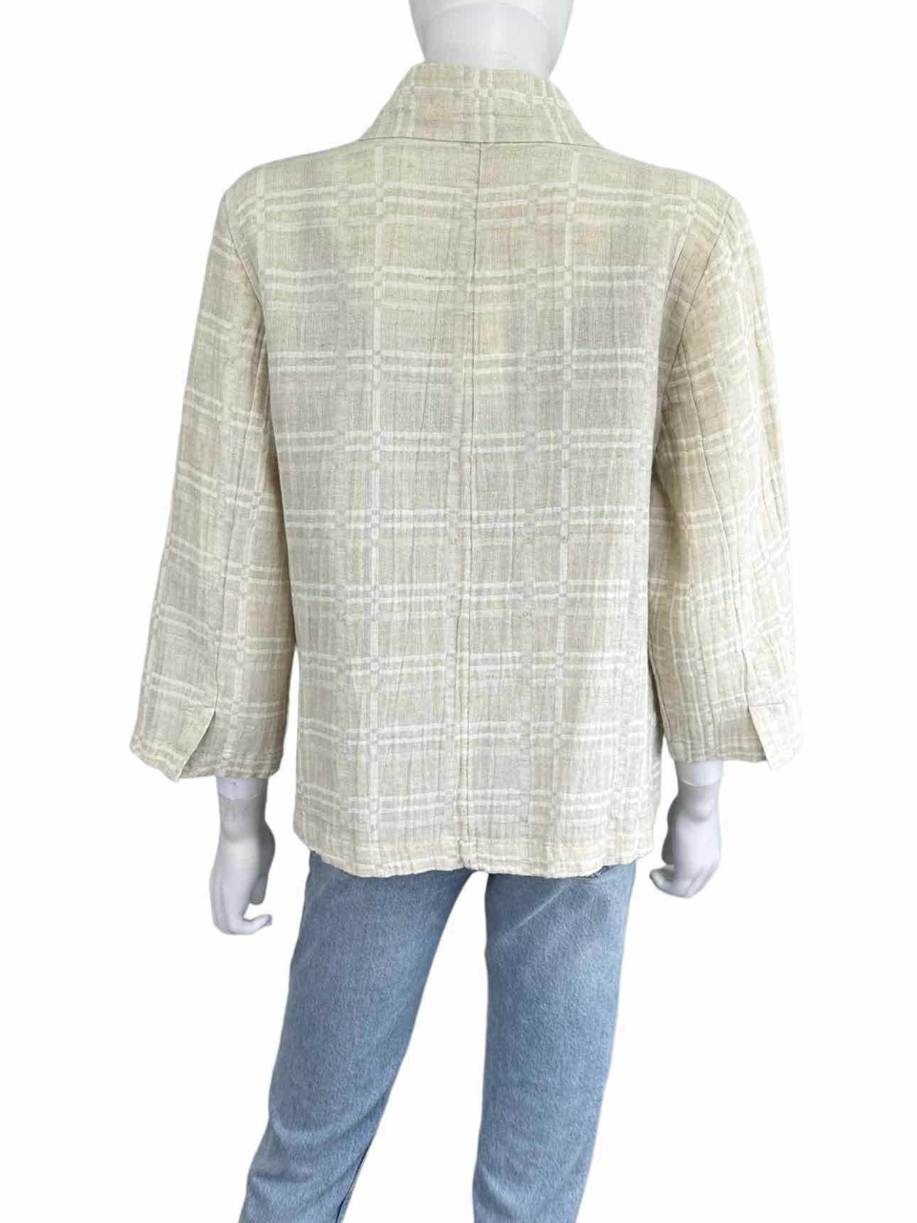 EILEEN FISHER NWT Tan Plaid Organic Jacket Size LP