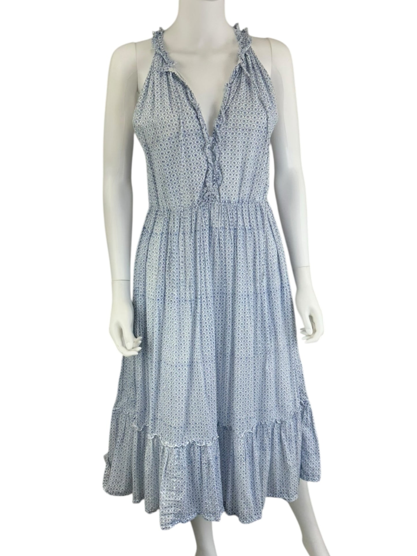 Roller Rabbit Blue 100% Cotton Midi Dress Size M
