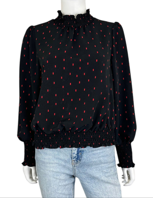 Sanctuary Black Print Blouse Size S