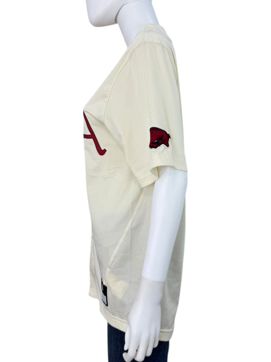 Nike Dri-Fit Cream Razorback Replica Baseball Jersey Size S