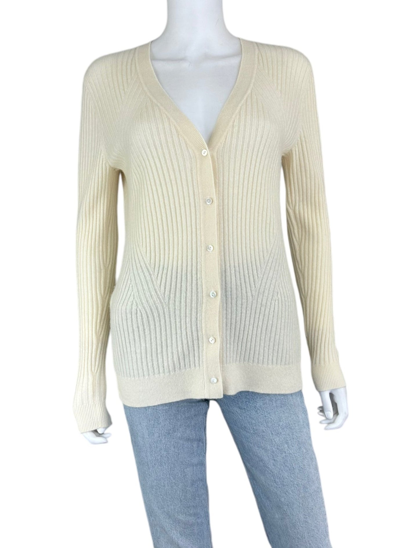 CLUB MONACO Cream Cashmere Sweater Cardigan Size L