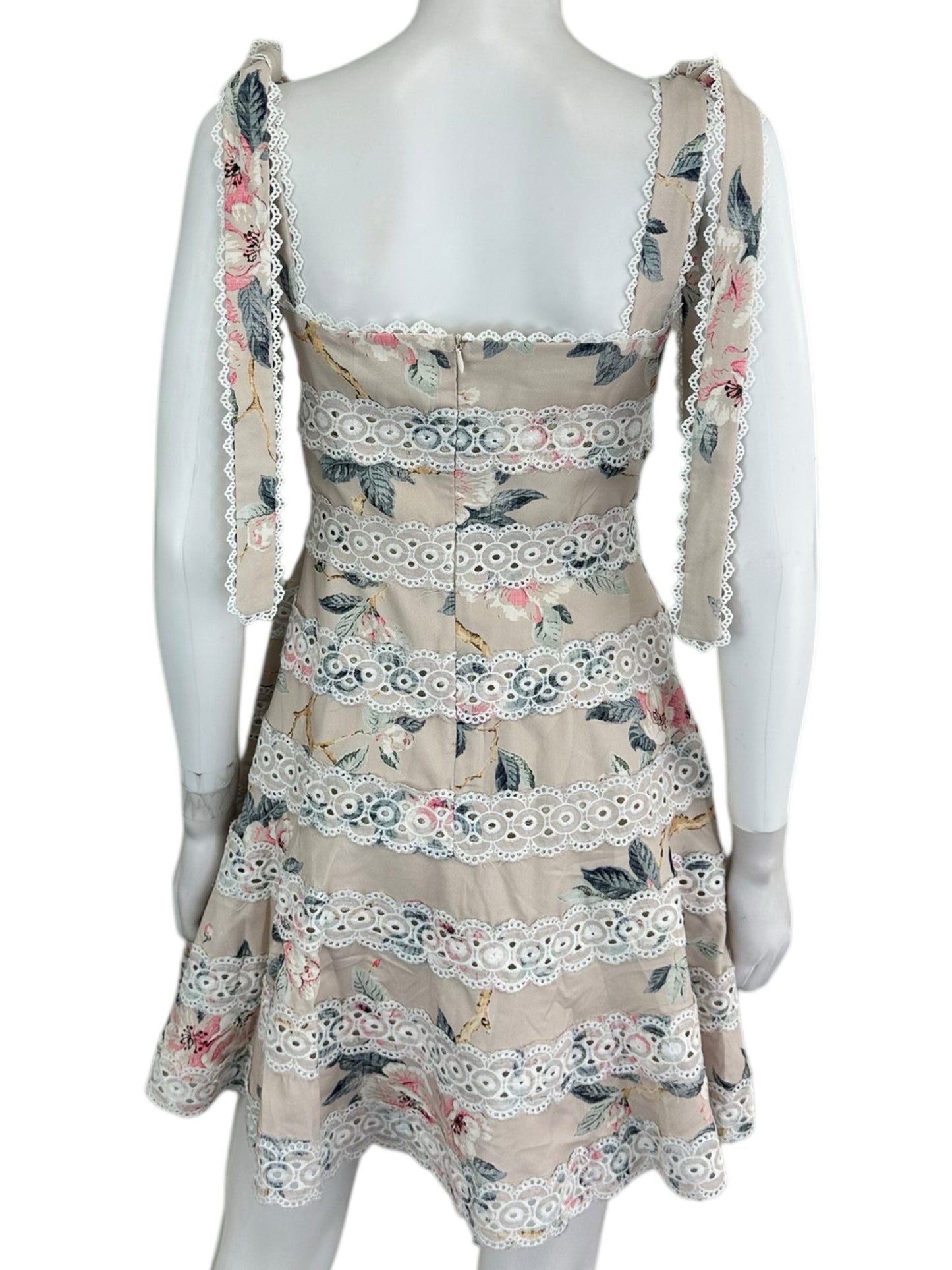 Avantalook Cream Floral Lace Mini Dress Size XS