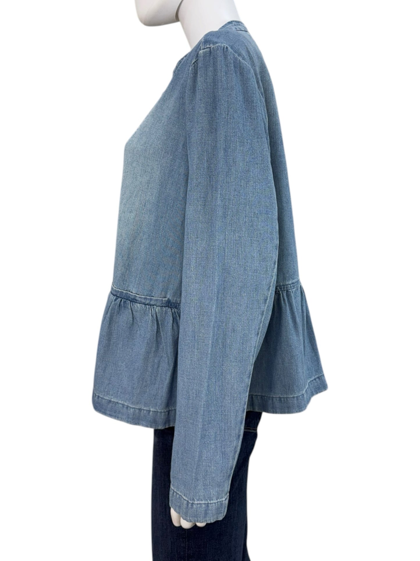 J. Jill NWT Blue Chambray Blouse Size L