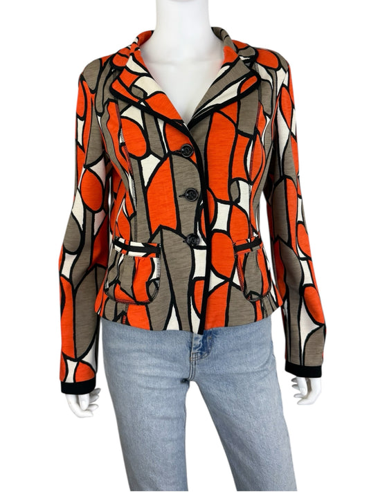 Joseph Ribkoff Orange Abstract Knit Jacket Size M