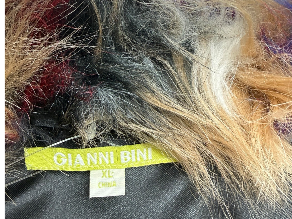 GIANNI BINI Multi-colored Fauc Fur Vest Size XL