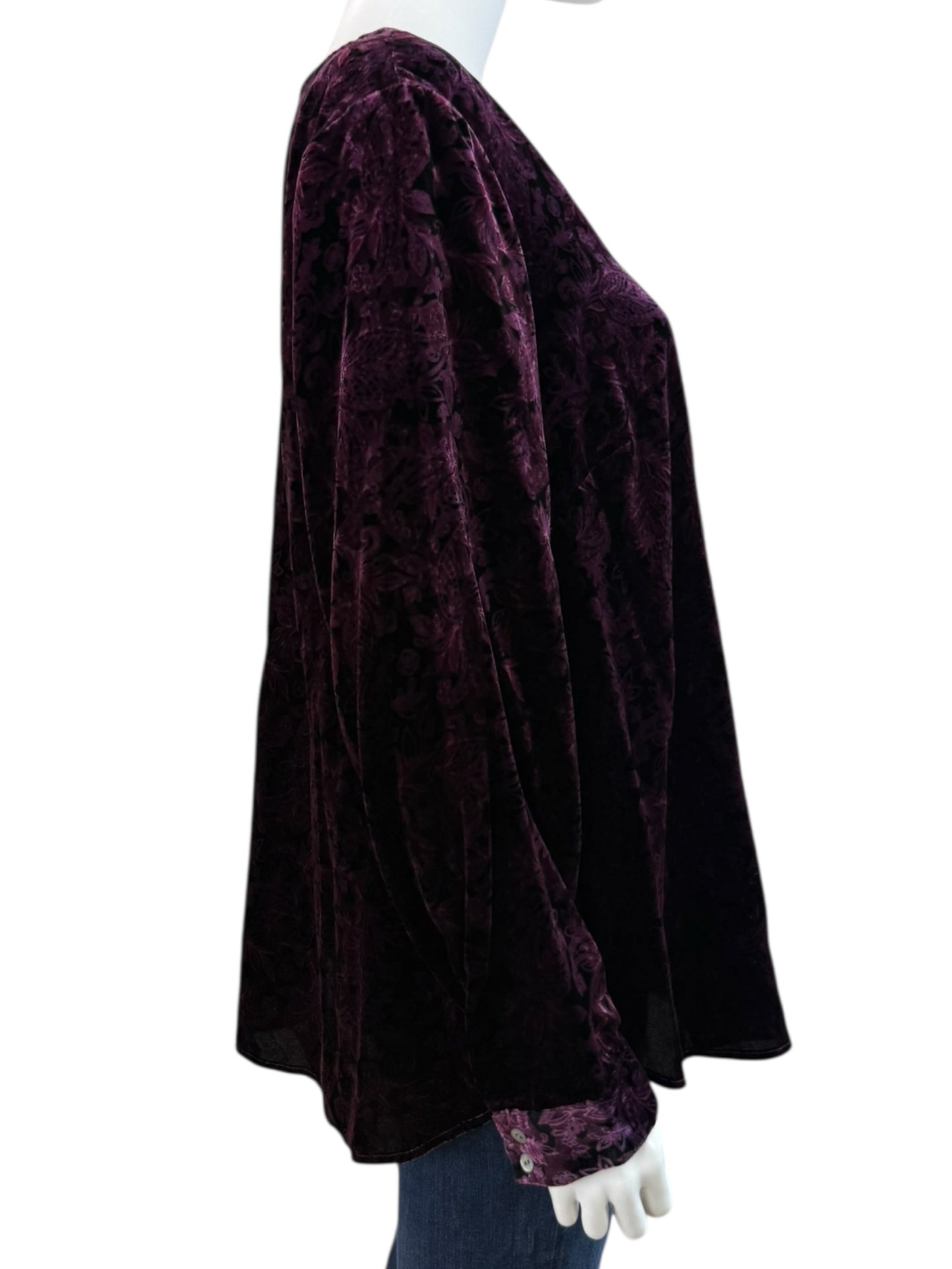 J. Jill NWT Purple Paisley Velvet Blouse Size XL