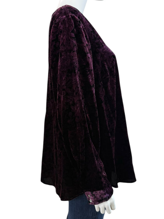 J. Jill NWT Purple Paisley Velvet Blouse Size XL