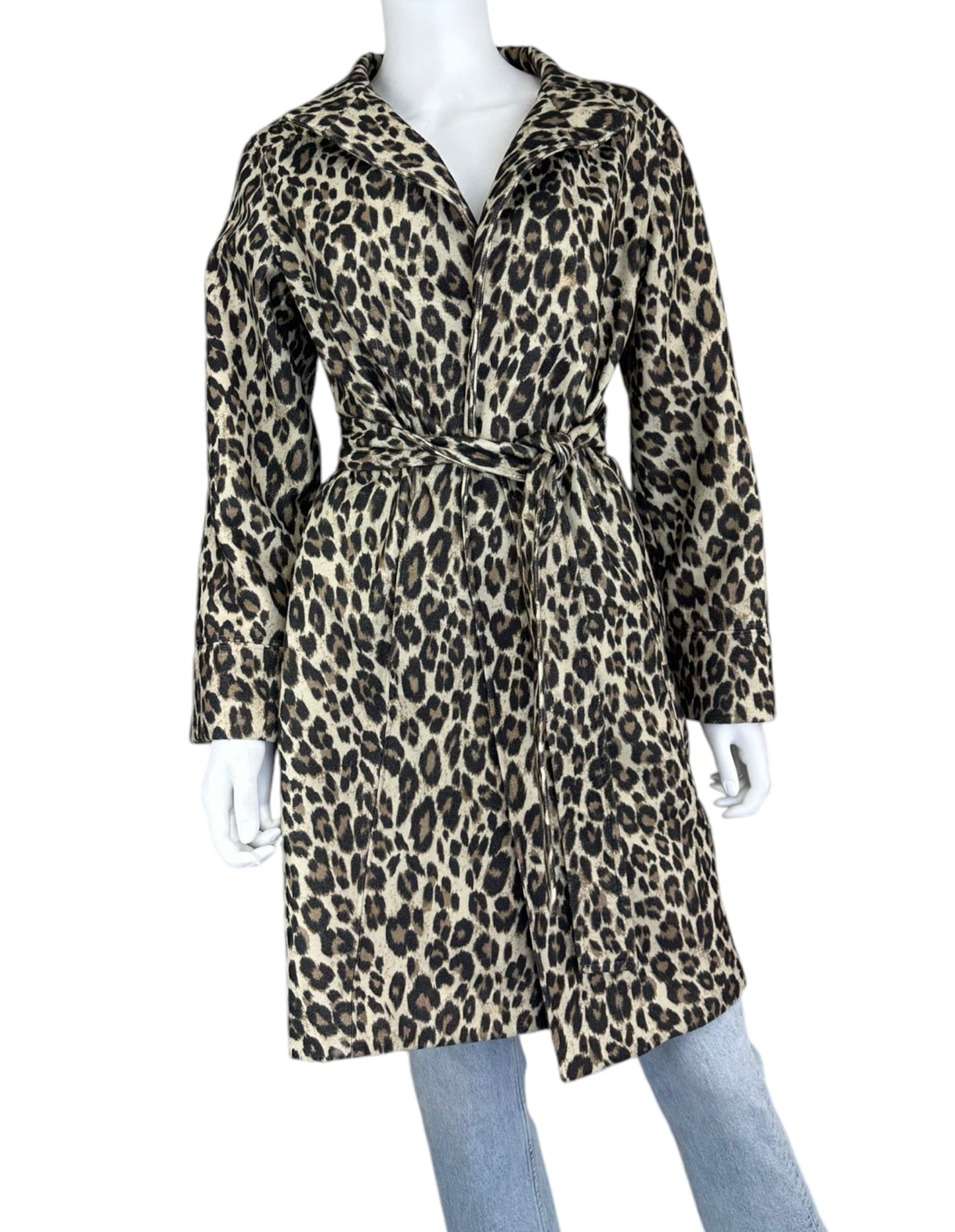 chicos Brown Leopard Print Coat Size S