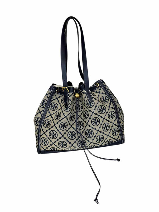 Tory Burch Navy T Monogram Jacquard Bell Bag Tote