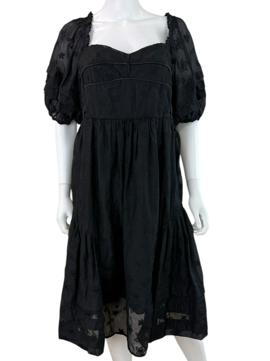 Hofman Copenhagen Isabella Black Tiered Midi Dress Size 42