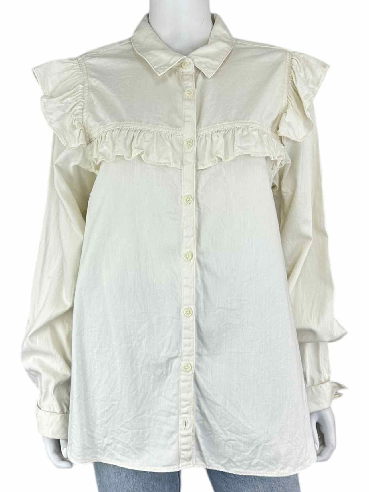 Free People Cream Denim Button-Down Size L