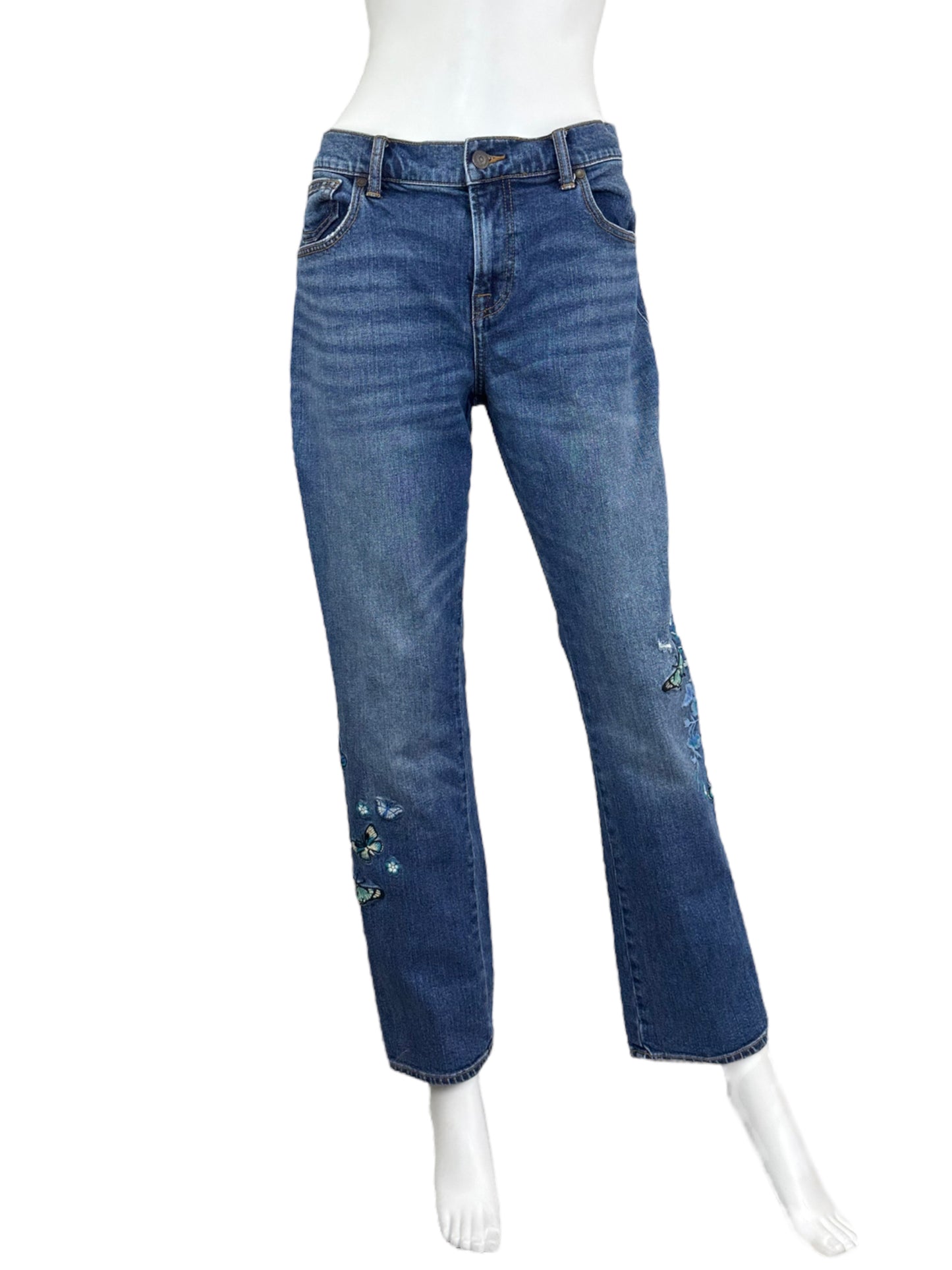 Johnny Was Embroidered Butterfly Boyfriend Jeans Size 28