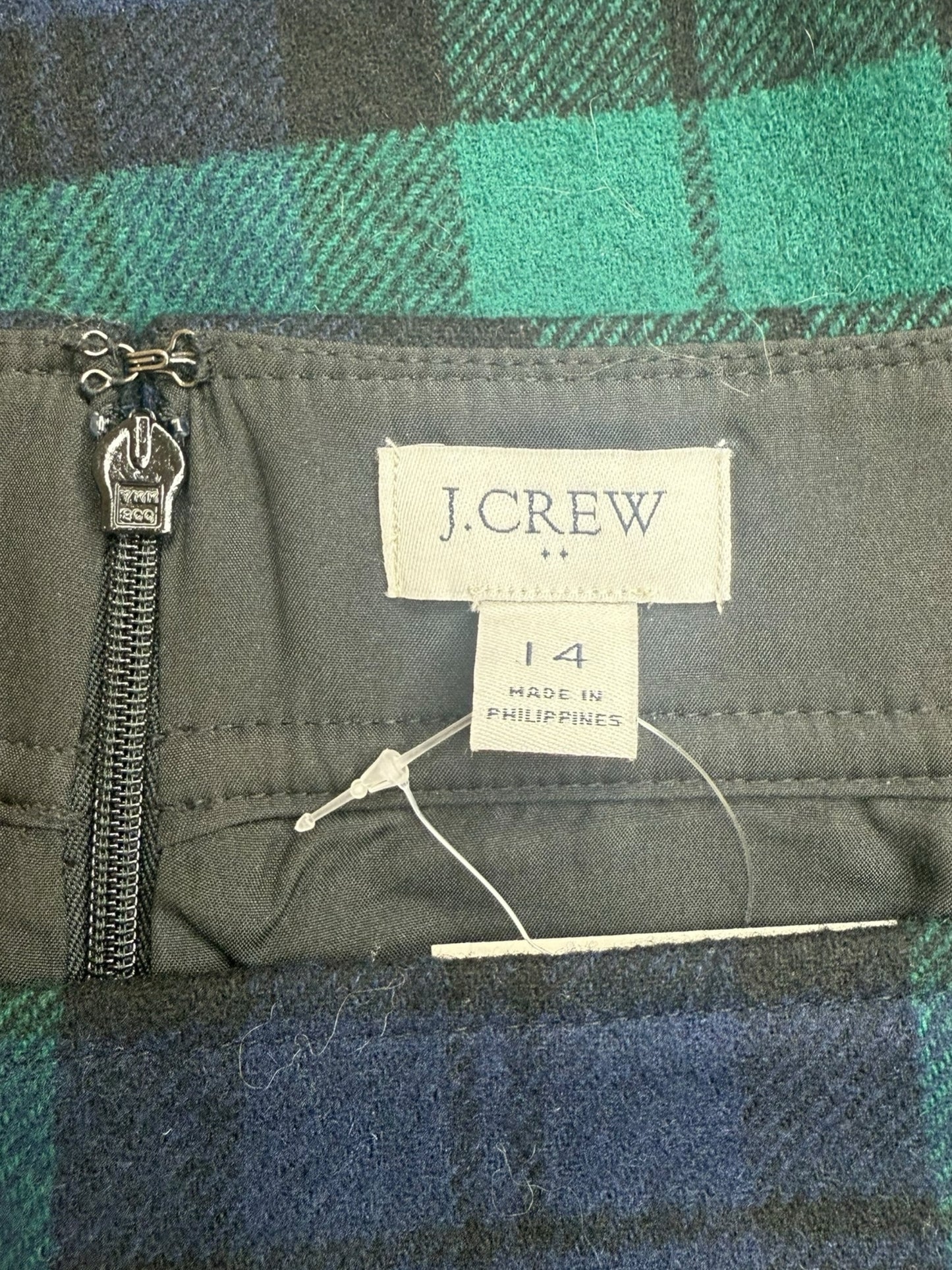 J. Crew Blue Tartan Plaid Pencil Skirt Size 14