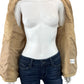 LANDS' END Tan Quilted Puffer Vest Size L