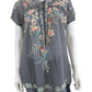Johnny Was Gray Floral Embroidered Dreaming Blouse Size M