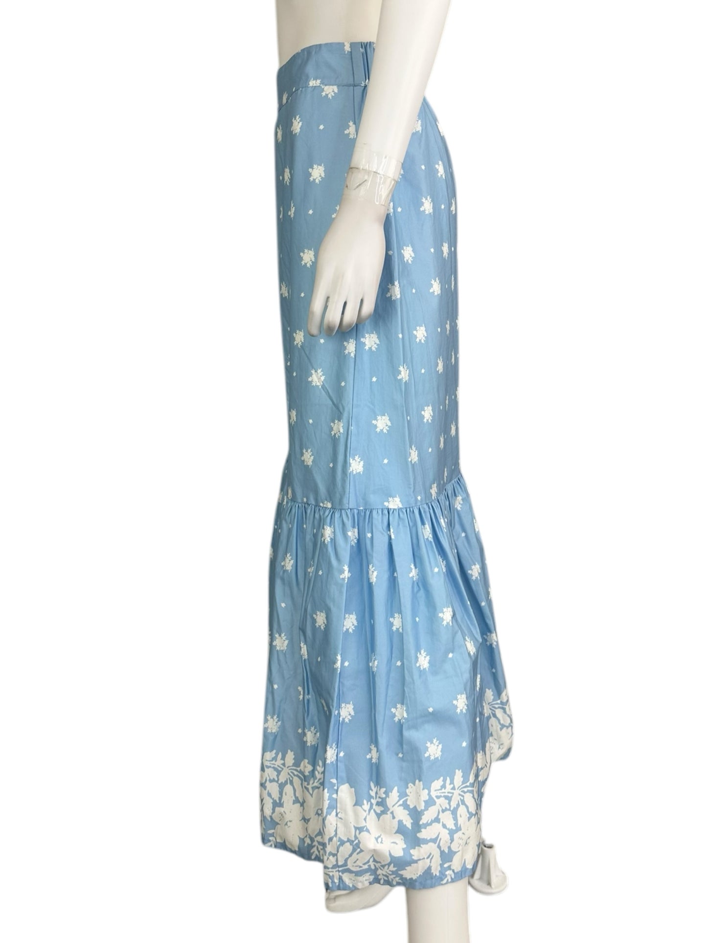 MASON'S DAUGHTER 100% Cotton Blue Polka Dot Maxi Skirt Size S