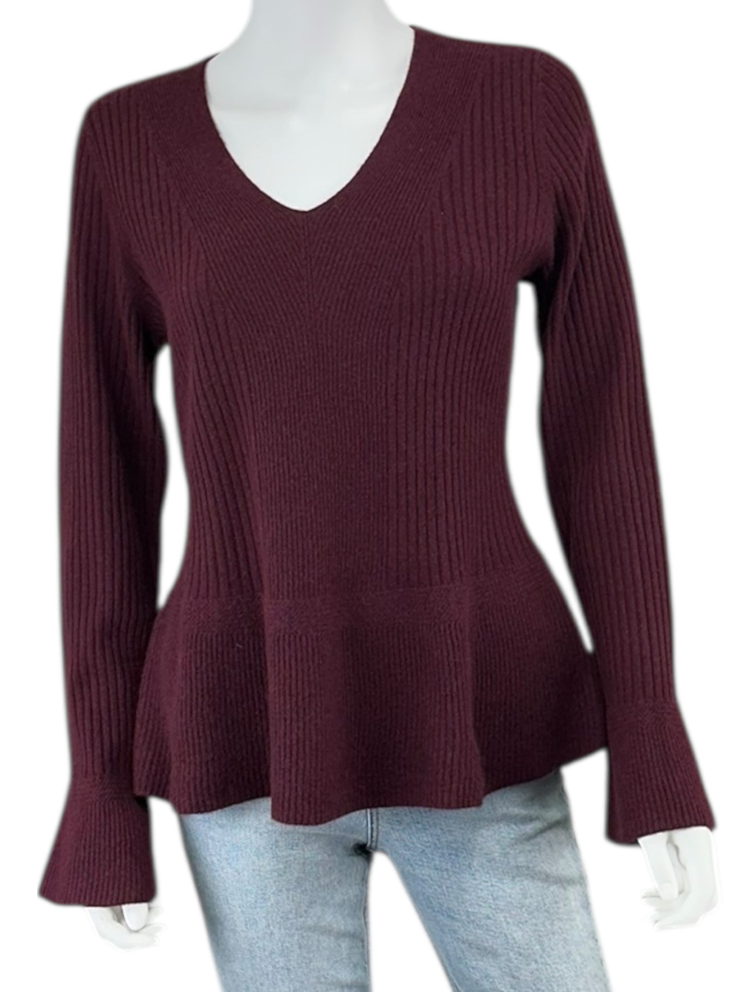 Talbots 100% Cashmere Merlot Ribbed Sweater Size M