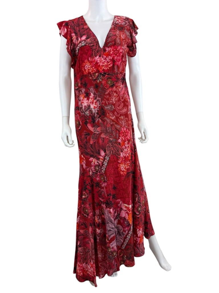 Robert Graham Red Floral Maxi Dress Size 12