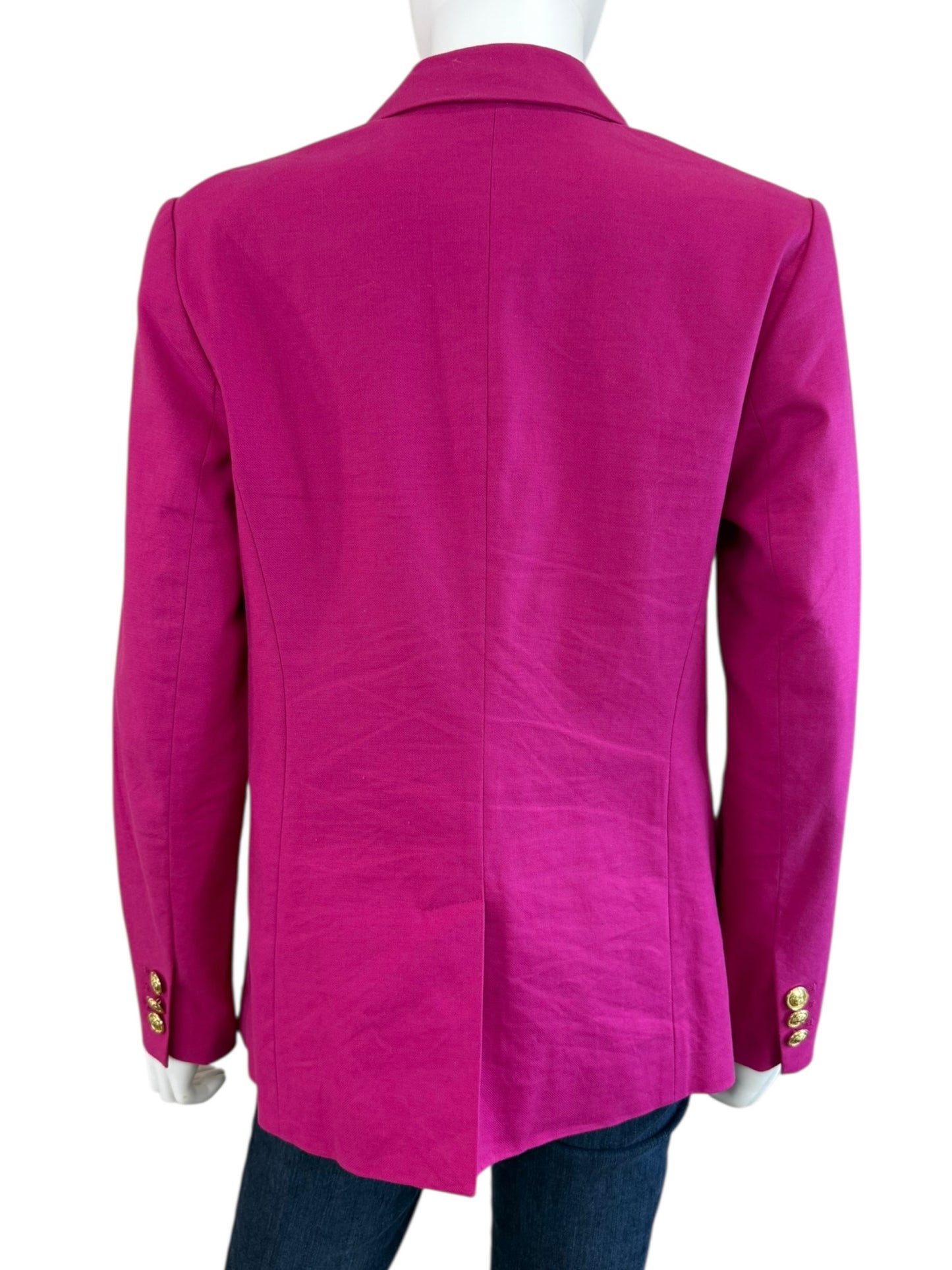 Talbots Fuchsia Linen Blend Double Breasted Blazer Size 6