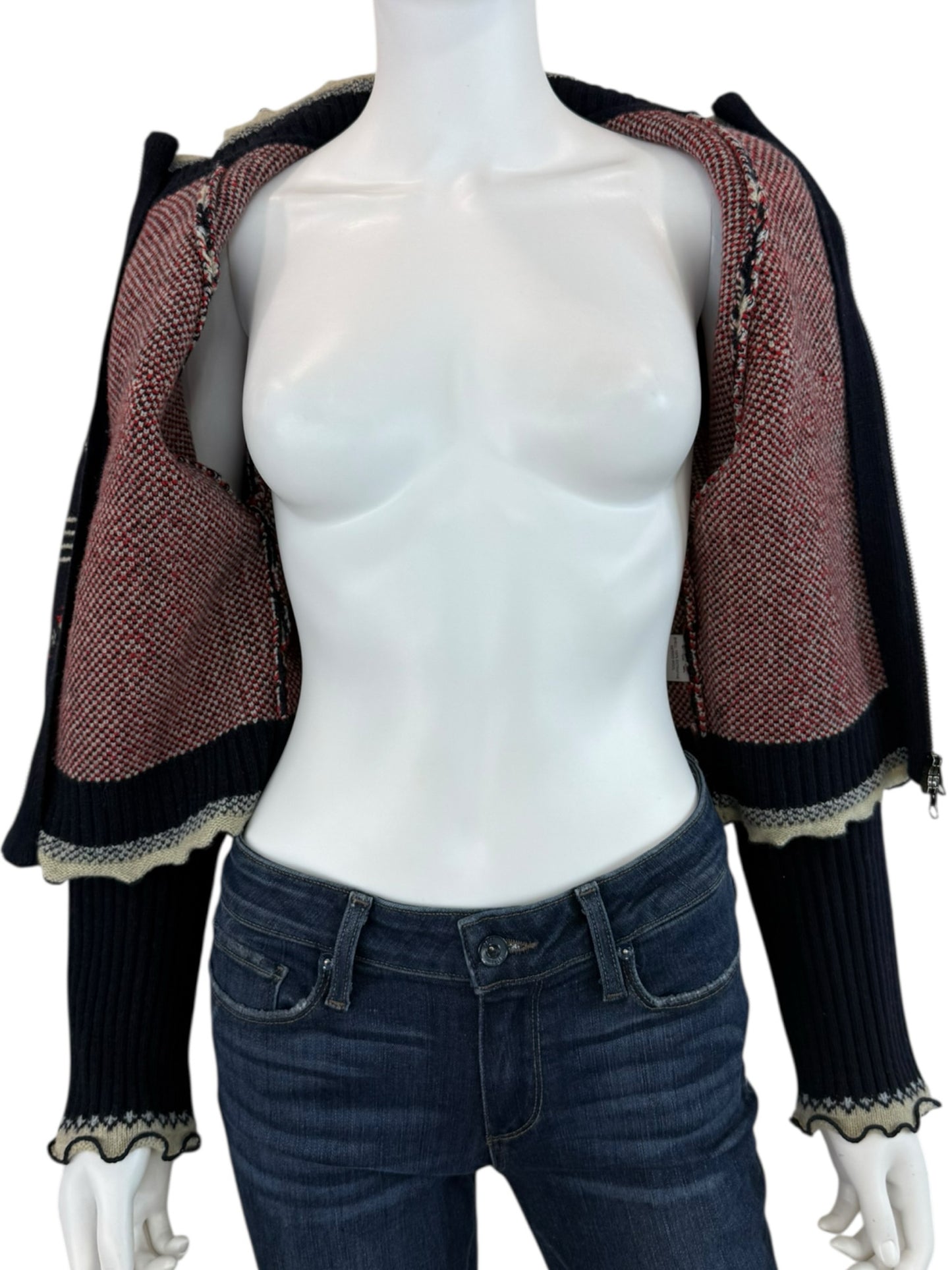 SEA New York Ayla Fair Isle Sweater Cardigan Size S