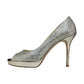 JIMMY CHOO Silver Glitter LUNA Pumps Size 38