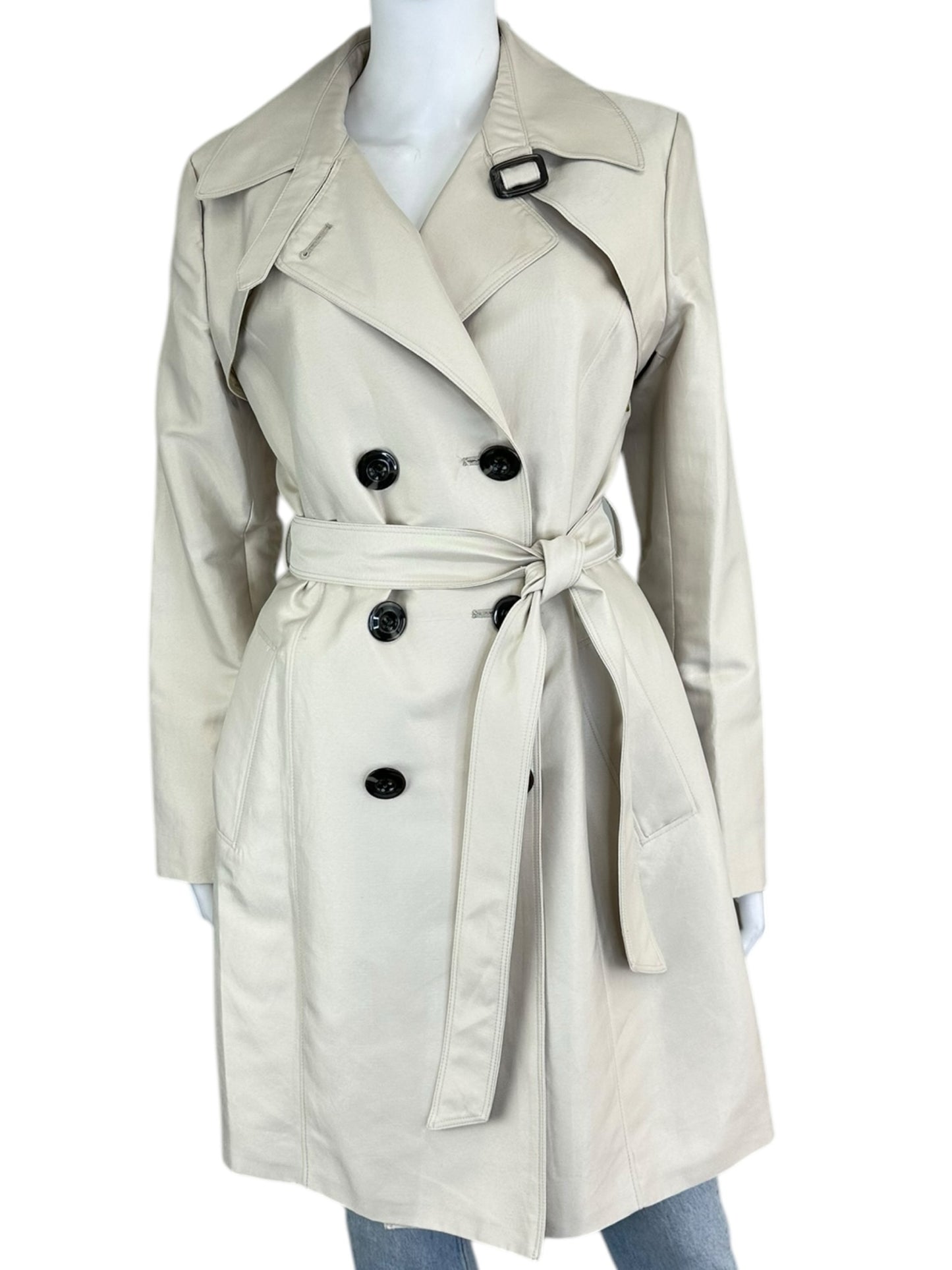 Ellen Tracy Cream Trench Coat Size M