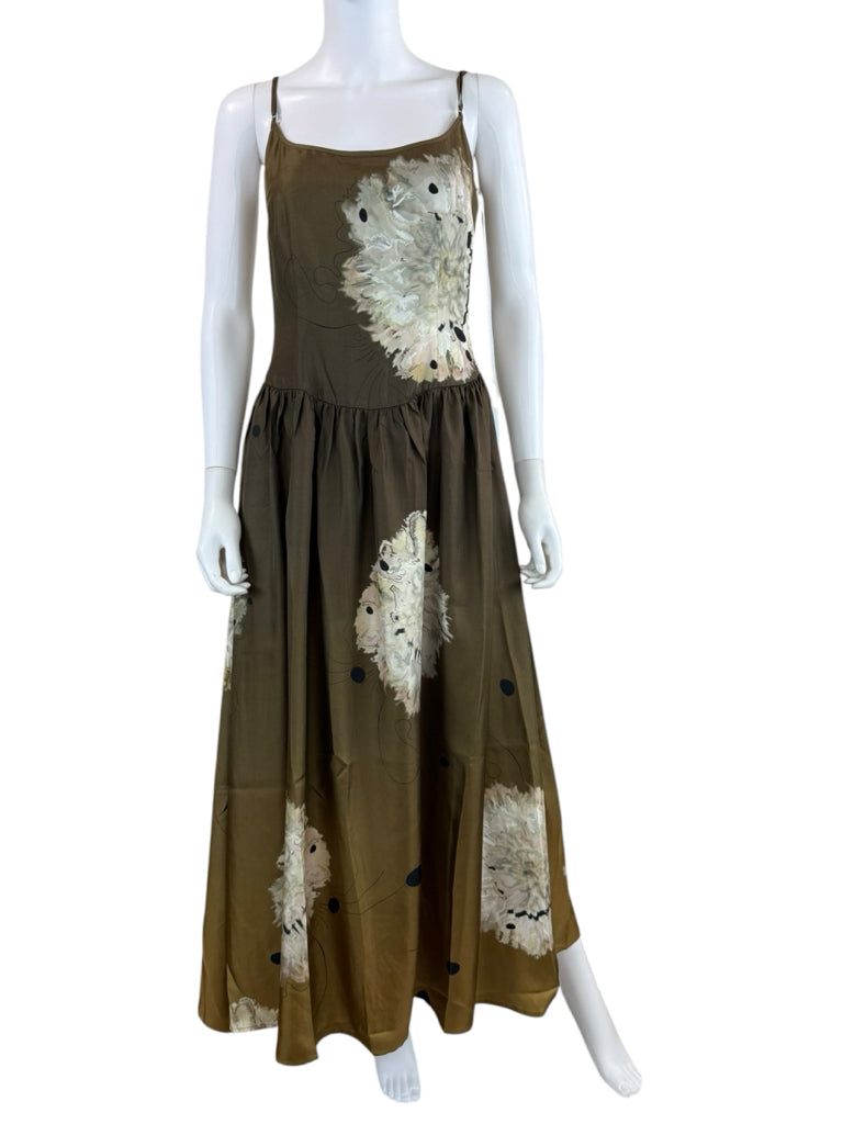 CYNTHIA ROWLEY NWT 100% Silk Dark Green Maxi Dress
