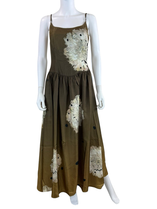 CYNTHIA ROWLEY NWT 100% Silk Dark Green Maxi Dress