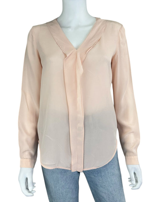 Ann Taylor 100% Silk Pink Blouse Size XS