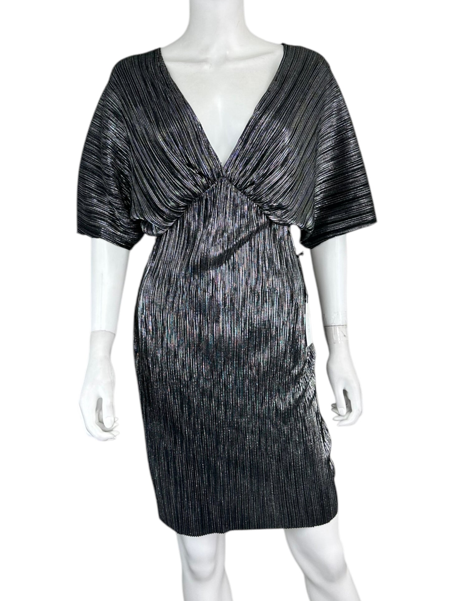 Astr Silver Lined Holographic Mini Dress Size S NWT