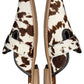 Donald Pliner 'SABEL' White/Brown Cow Print Mules Size 8.5