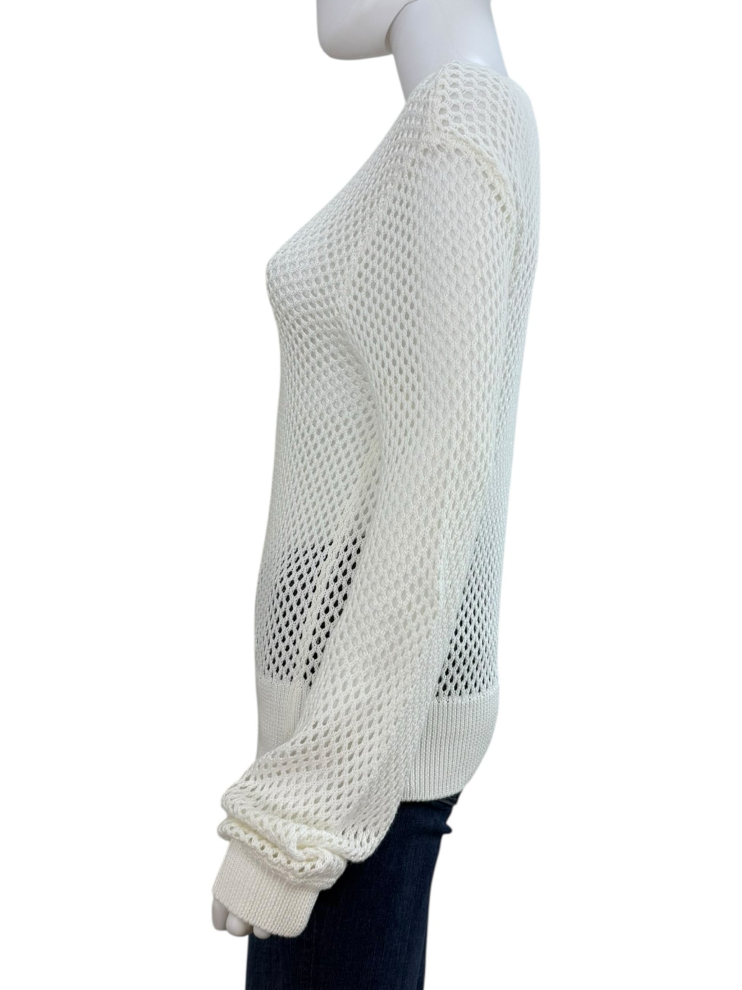 Monrow White Cotton Open Knit Sweater Size M