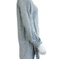 TAHARI 100% Linen Blue Striped Button-down Size L