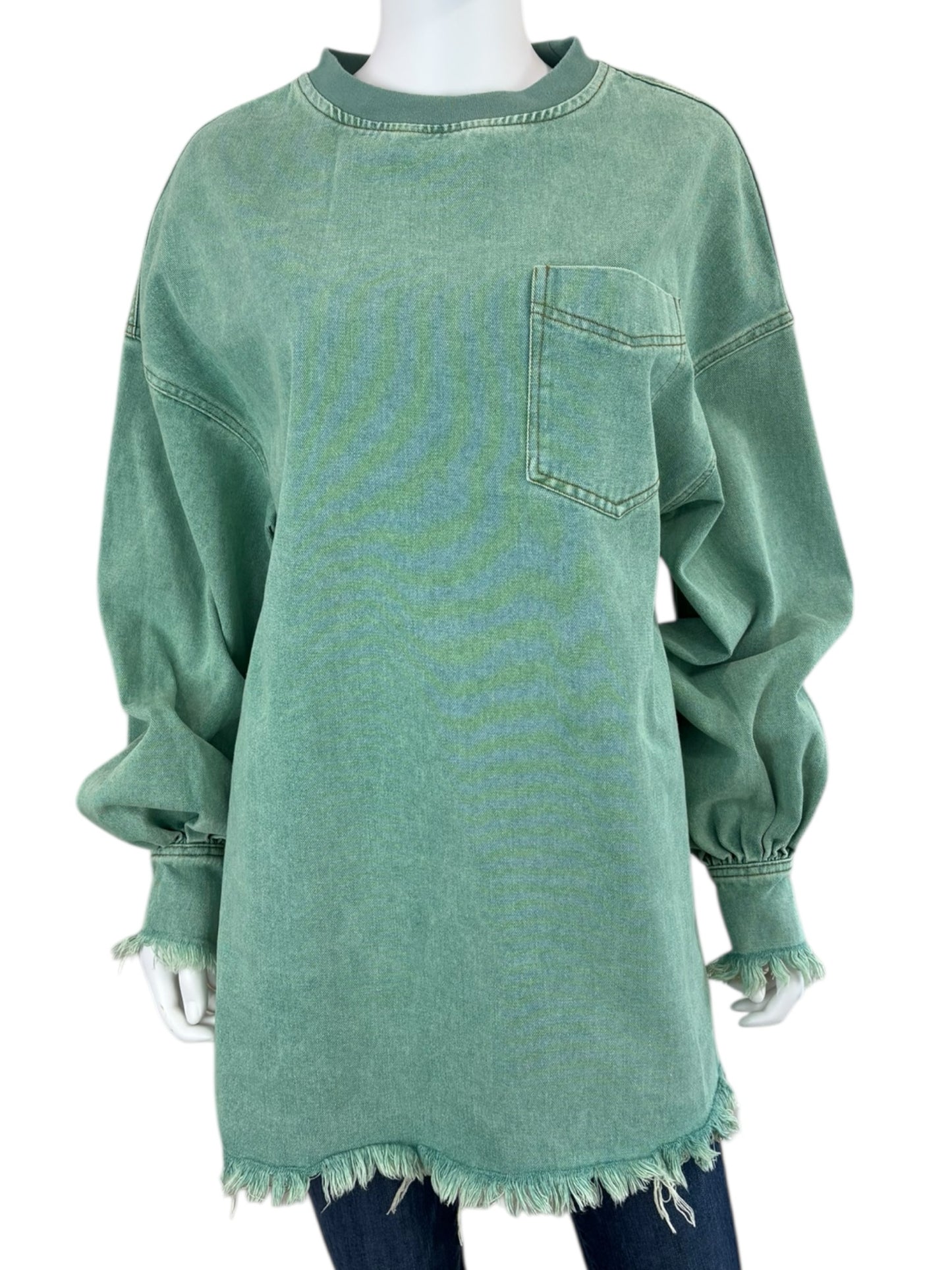 YOHERS NWT Green Oversized Pocket Frayed Hem Mini Dress Size S