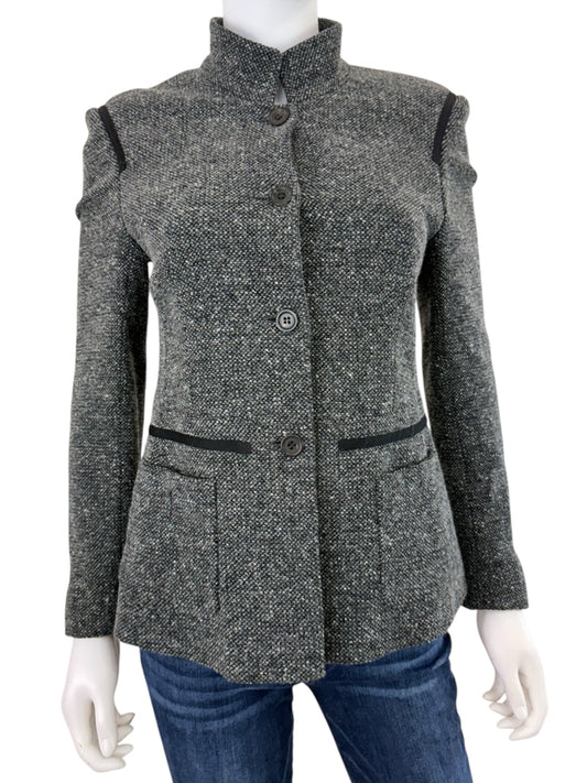 Rene Lezard Black Tweed Wool Blazer Size 38