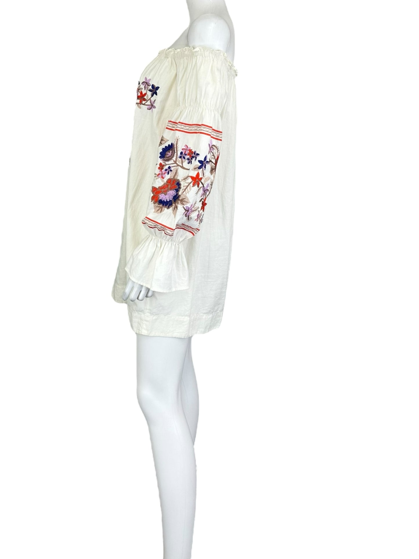Free People White and Floral Multicolor Casual Dress Size S