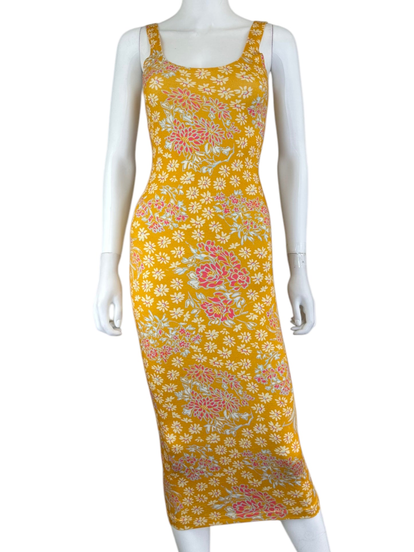 Novella Royale Yellow Floral Maxi Dress Size XS