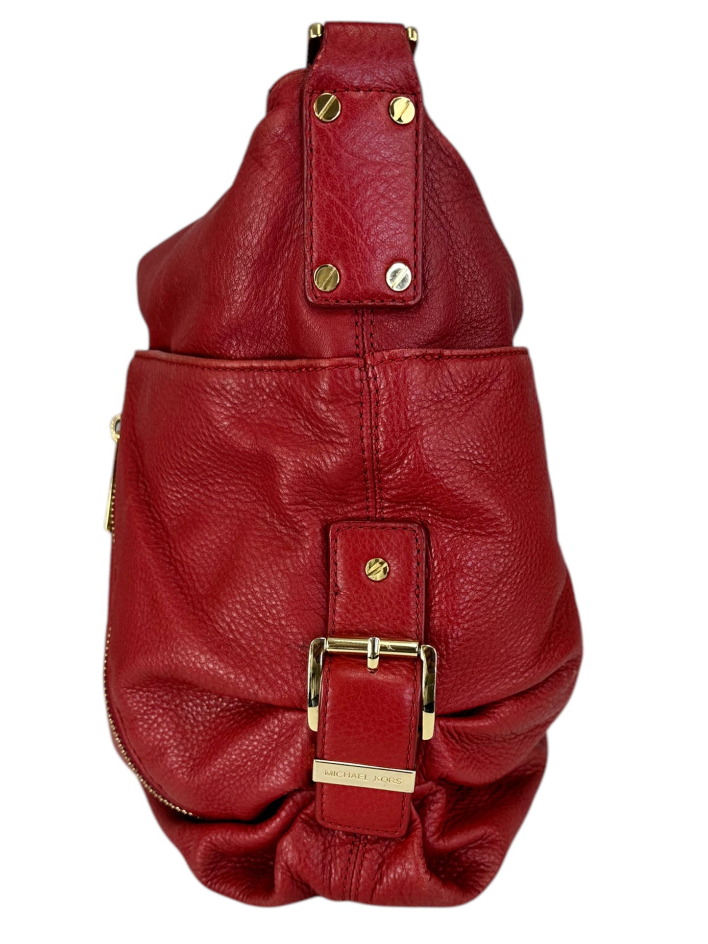 michael kors Red Hobo Pebbled Leather Designer Handbag