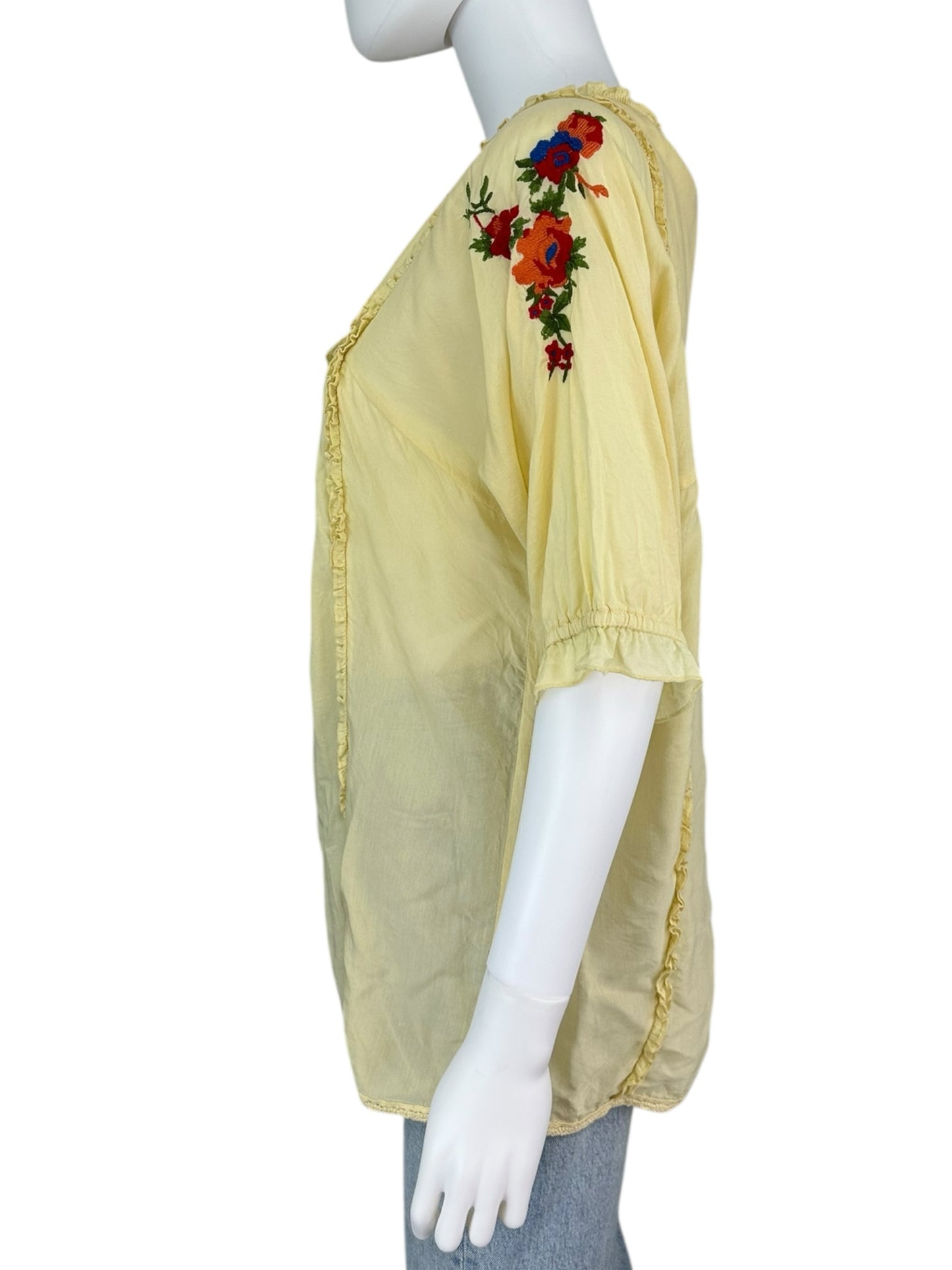 sundance Yellow Embroidered Blouse Size L