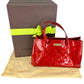 Louis Vuitton Red Shimmer Leather Monogram Handbag