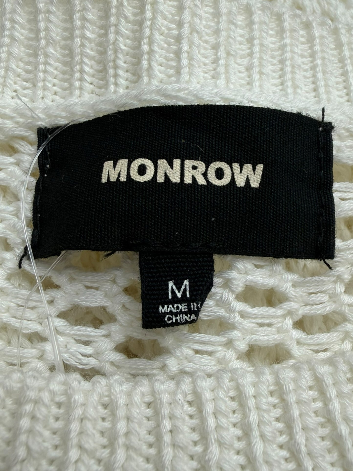 Monrow White Cotton Open Knit Sweater Size M