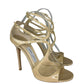 JIMMY CHOO Nude Patent Leather Azia 110MM Gladiator Sandals Size 40