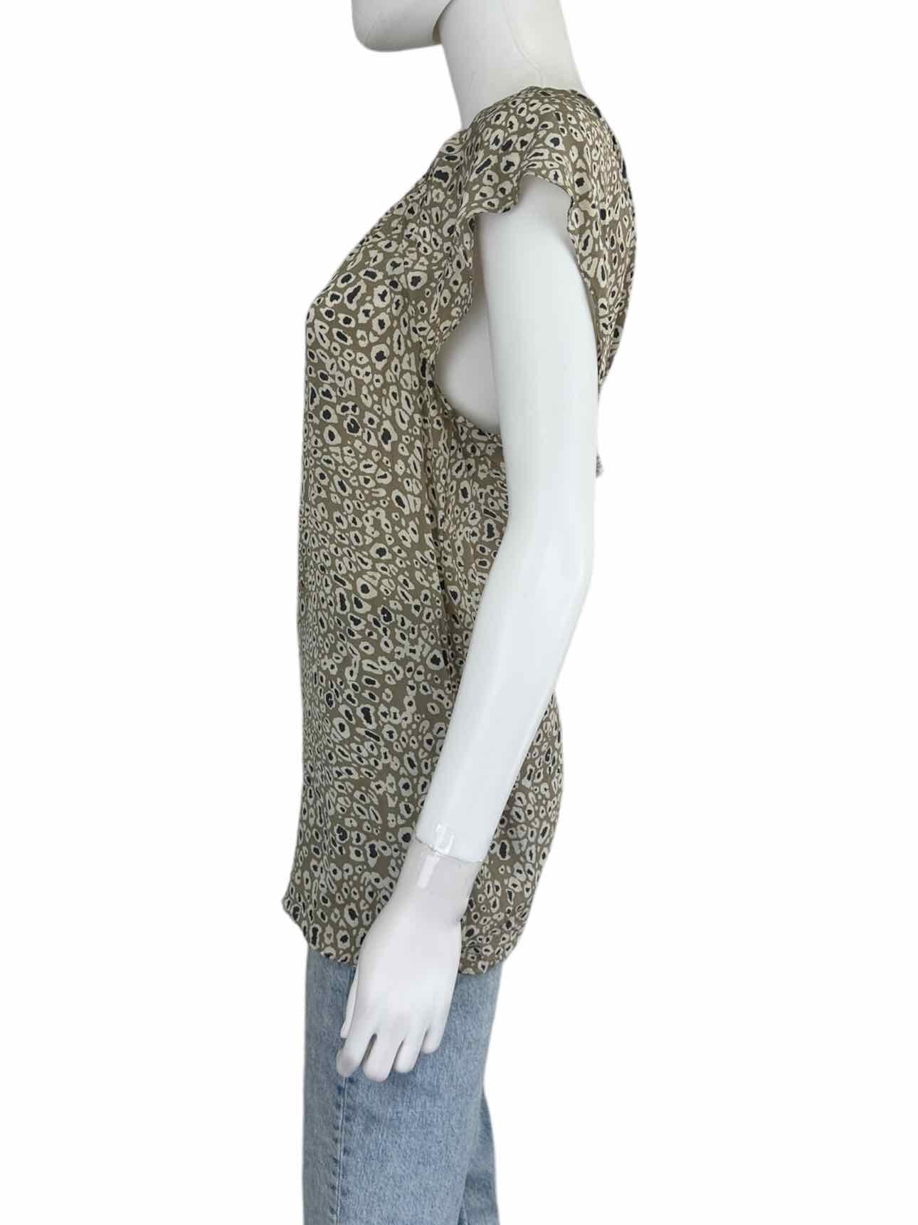 BANANA REPUBLIC Silk Taupe Spotted Blouse Size 14