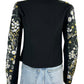 LOFT Black Floral Jacquard Moto Jacket Size 0