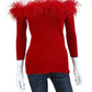 MILLY NWT Ruby Red Feather Top Size M
