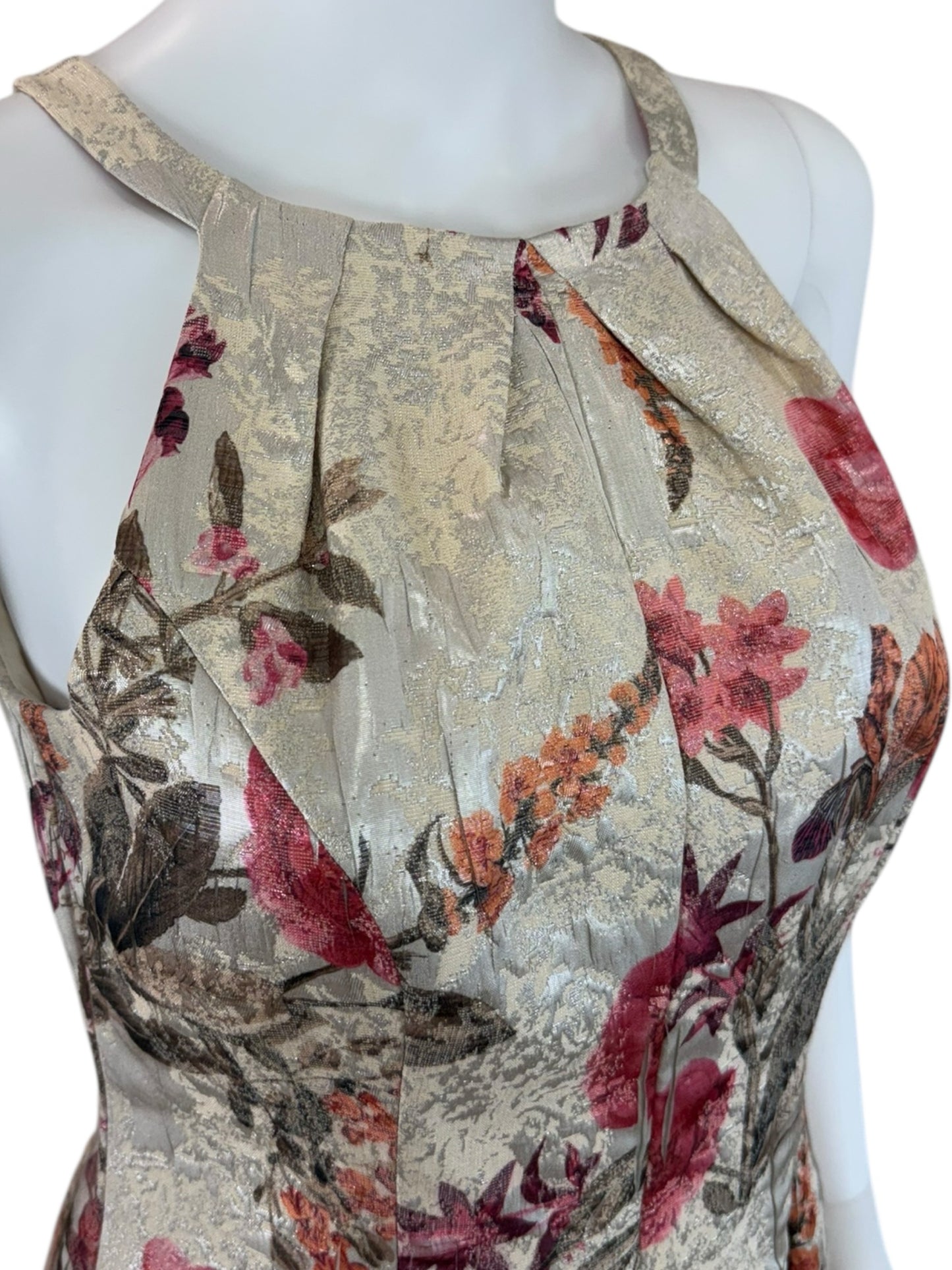 VINCE CAMUTO Metallic Floral Jacquard Mini Dress Size 4