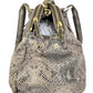 Tory Burch Brown Suede Snake Print Satchel Handbag