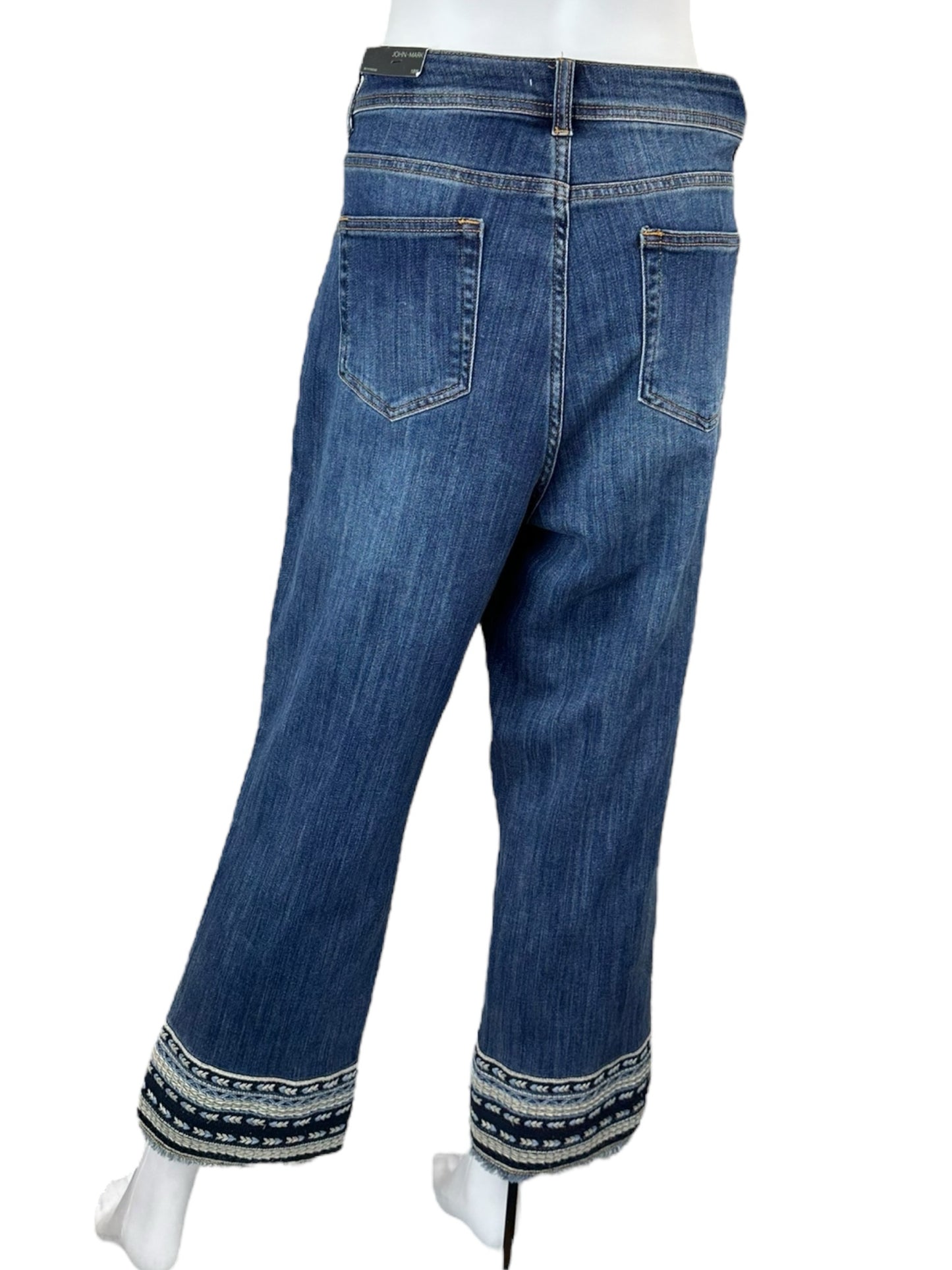 JOHN MARK Blue Embroidered Boyfriend Jeans Size 18W