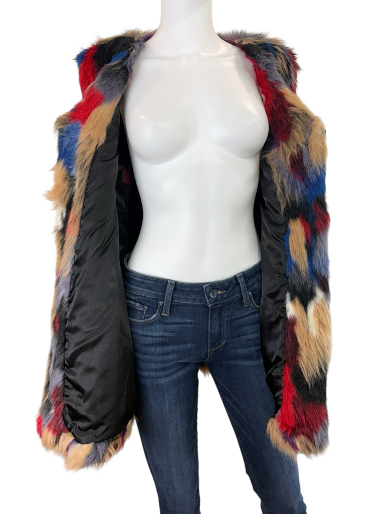 GIANNI BINI Multi-colored Fauc Fur Vest Size XL