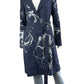 LAFAYETTE 148 NEW YORK Blue Denim Floral Trench Coat Size M